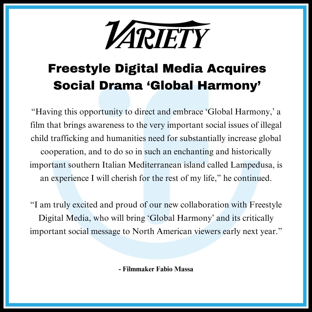 #Exclusive by @Variety Freestyle Digital Media has locked down the rights to GLOBAL HARMONY 🔗 bit.ly/4auW0yG?utm_so… We are thrilled to bring you this important film early 2025, starring Morgan David Jones & Rasha Bilal 🎞️ Follow us to stay updated on release date 🗓️