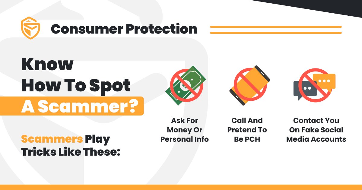 PCH will never ask for your personal information, 👎 we will never ask for money, 🙅 and we will not contact you ahead of time if you win a major prize! 📵 Only scammers do that! 😡 Watch this video to learn how to protect yourself: bit.ly/4bms6hf