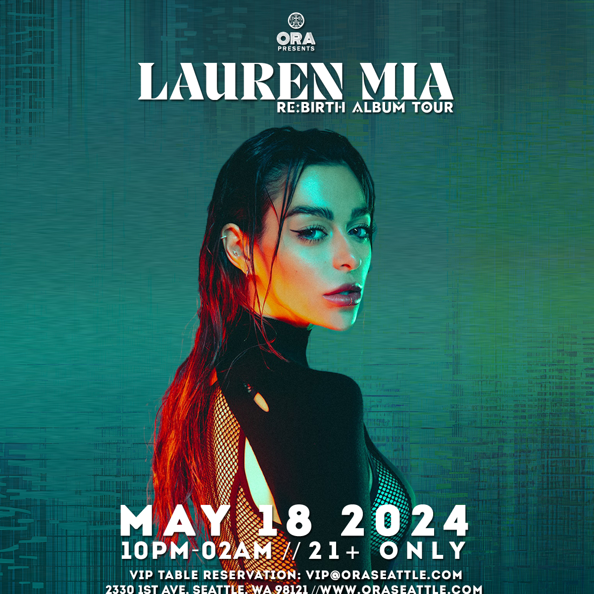 Join us Tonight May 18 at @oraseattle  with sensation @_laurenmiamusic  RE:BIRTH Album Tour
#oraseattle #laurenmia #melodictechno #melodichouse #eventsinseattle #nightclubbar