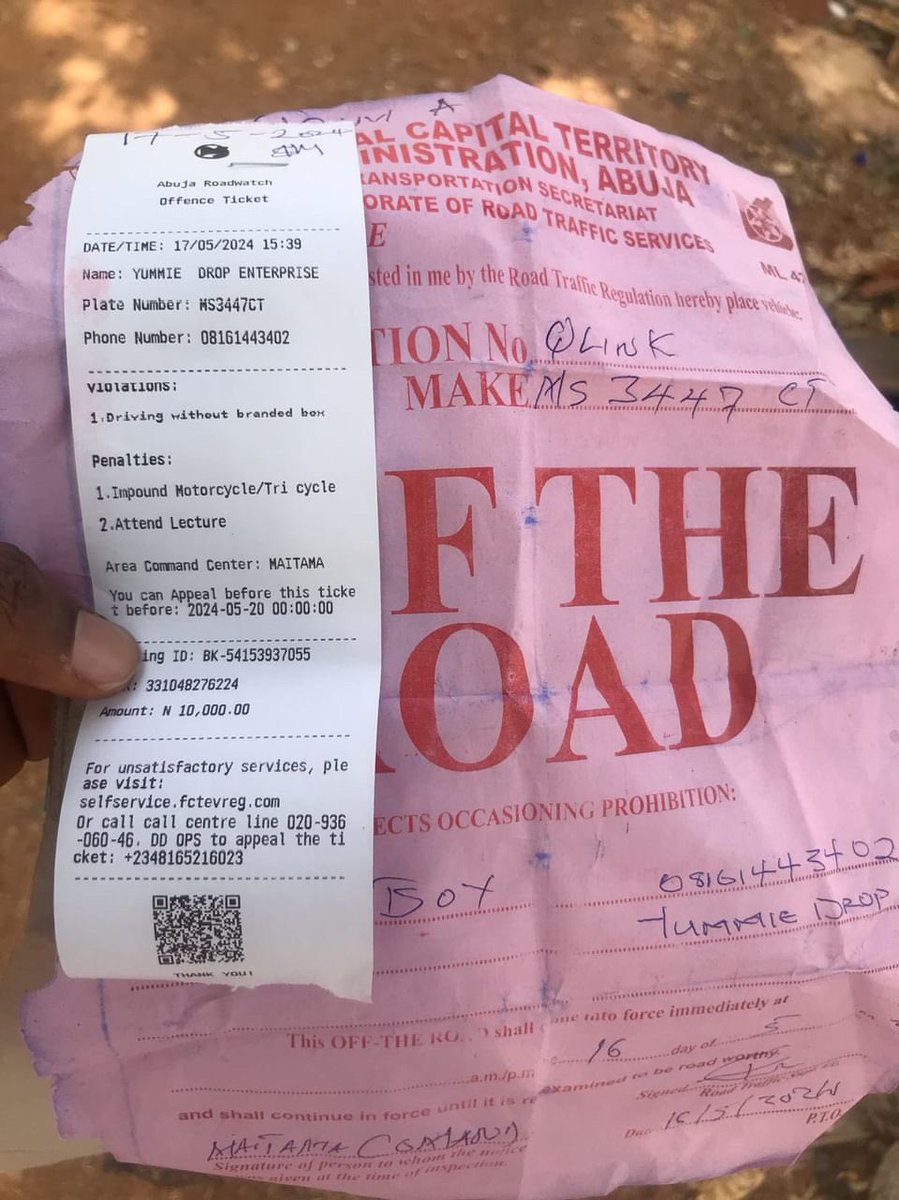 yummiedrop's tweet photo. Lastly, we were never fined for using a big box. Our fine slip stated our violation was driving without a branded box which is not the case. 

@FCT_DRTS @OfficialFCTA @GovWike @IretiKingibe @NGRPresident @PoliceNG https://t.co/tGogQFBMbC