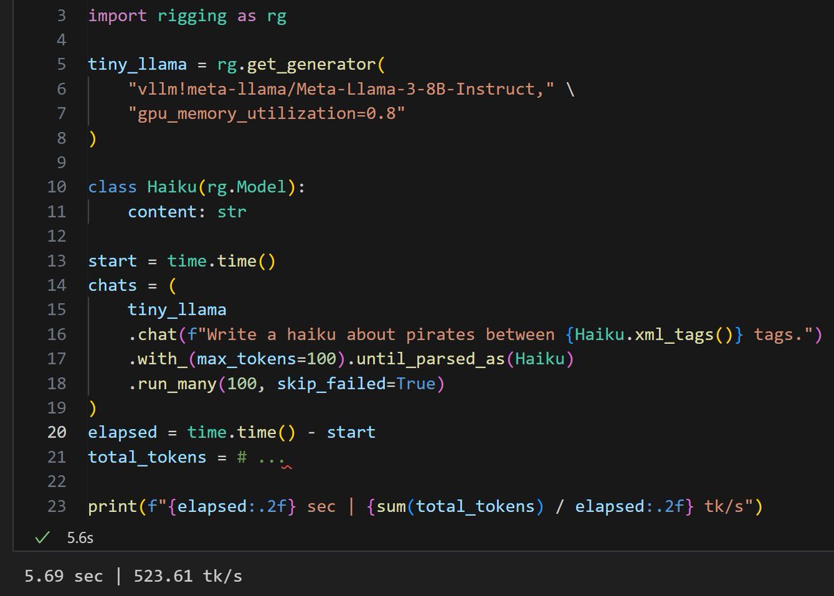 local vllm generator dropping in rigging soon. batch inference speed is going to be very useful.