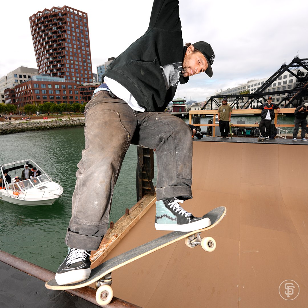 Shredding on a barge in McCovey Cove 🛹  #NothingLikeIt