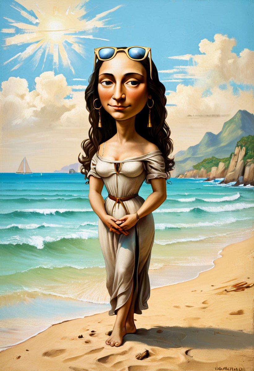 Mona Lisa enjoying a tropical vacation. Base checkpoint: PixelWave10 (in training), LoRA: Sunglasses on top of head by anyMODE -> civitai.com/models/462726?…