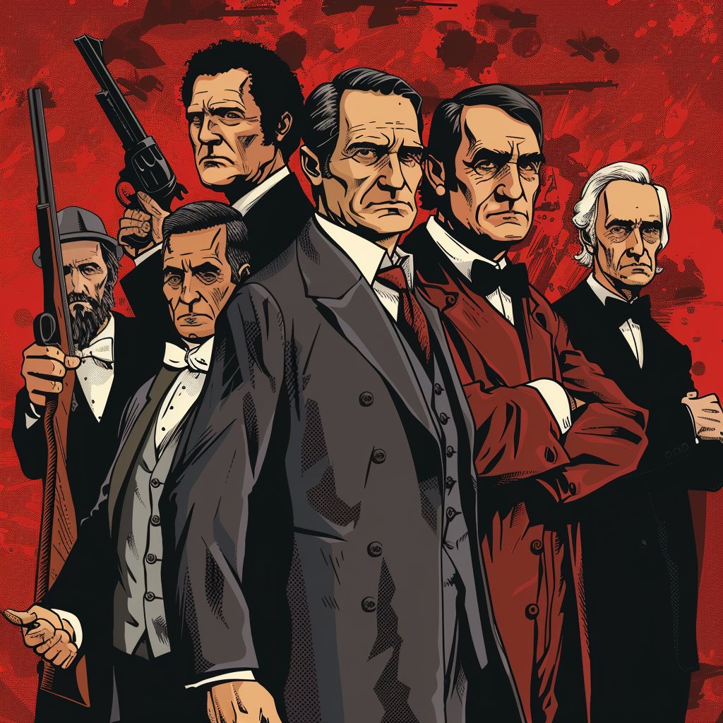 ADD_Avici's tweet image. **the comic book stray bullets but with former US presidents as characters** @davidlapham #StrayBullets #USA #comics #midjourneyAI