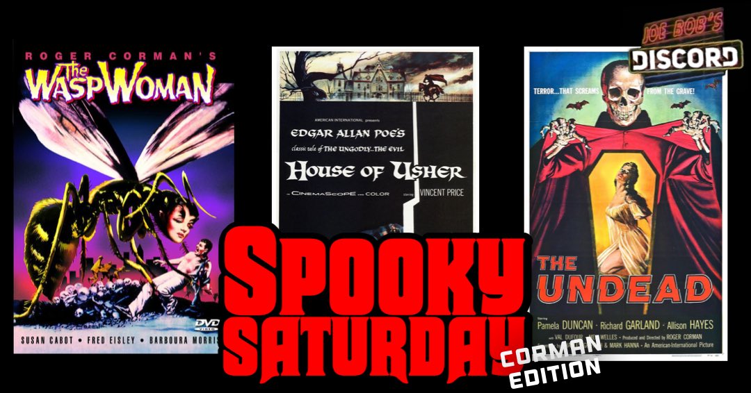 Happy Spooky Saturday everybody! This week we’re celebrating the life of Roger Corman on the Joe Bob Briggs discord with The Wasp Woman, House of Usher and The Undead! Beginning at 8pmET! discord.gg/ueRNxWrcmN #horror #MutantFam #RogerCorman