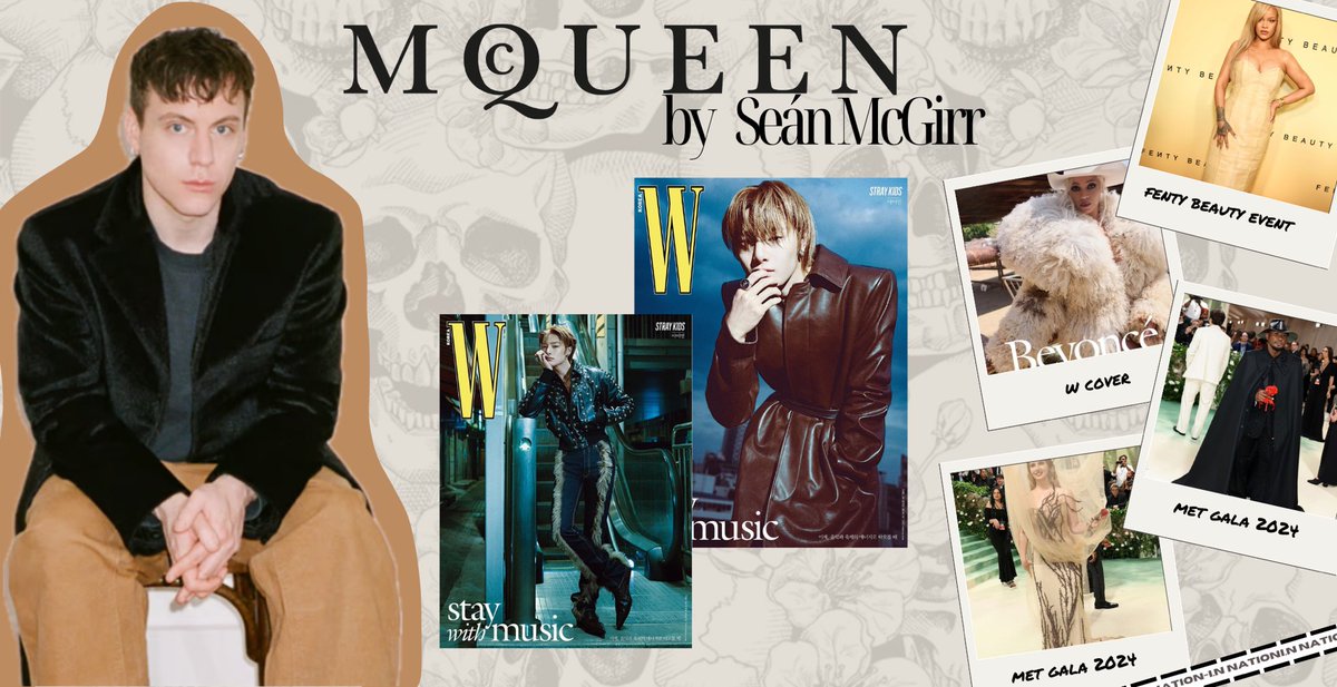 I.N. has become the first male artist to promote Sean McGirr's debut Autumn Winter collection for McQueen in a magazine. On the other hand, Beyoncé has been selected as the female artist in charge of promoting this same collection. Apart from them, Rihanna used one of McGirr's