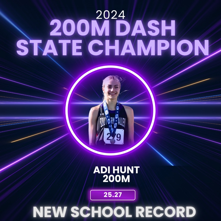 SVEagles's tweet photo. Adi Hunt ends her 2024 State Track Meet with another gold! She is the 200M State Champion! She comes home with 2 golds in the 200 and long jump, and 2 silvers in the 100 and 400. Great season. We are proud of you! #svnation https://t.co/oSOSlK6dch