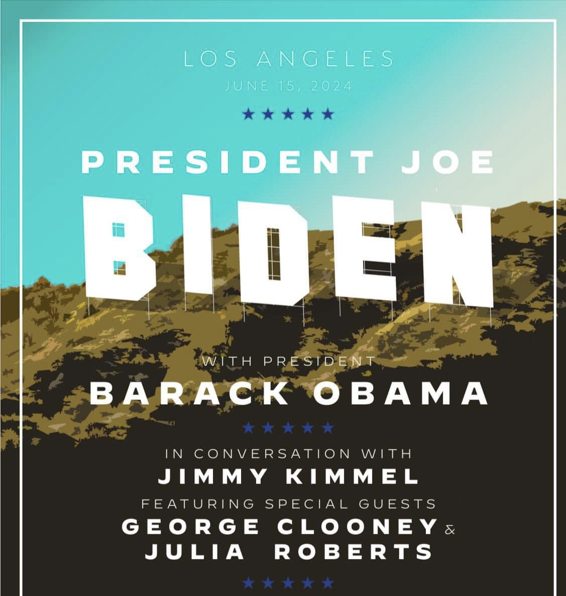 Friends, please join me at this amazing event with President Biden, President Obama, Jimmy Kimmel, Julia Roberts and George Clooney in Los Angeles Please include my name at checkout so the campaign knows you’re my guest Hope to see you in LA on 6/15! ♥️ twopresidents.eventbrite.com/?aff=113172155