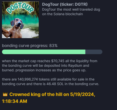 DogTourOnSol's tweet photo. FUCKING KING OF THE HILL DOGGYYY 
$DGTR IS SENDING NOOOW 
COME JOIN THE VC 
https://t.co/DMt2d34sTj https://t.co/uP2wrtBfUz