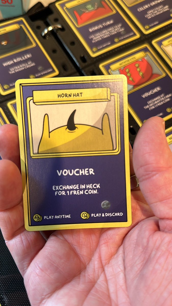 Gm from Horn Hat!

The horn is one of Heckboy’s signature traits. That’s why he grants anyone with this card 1 Fren Coin when they land on his planet. 🖖💚

Happy Saturday!

#AFrenADay <a href="/alienfrens/">alien frens</a>