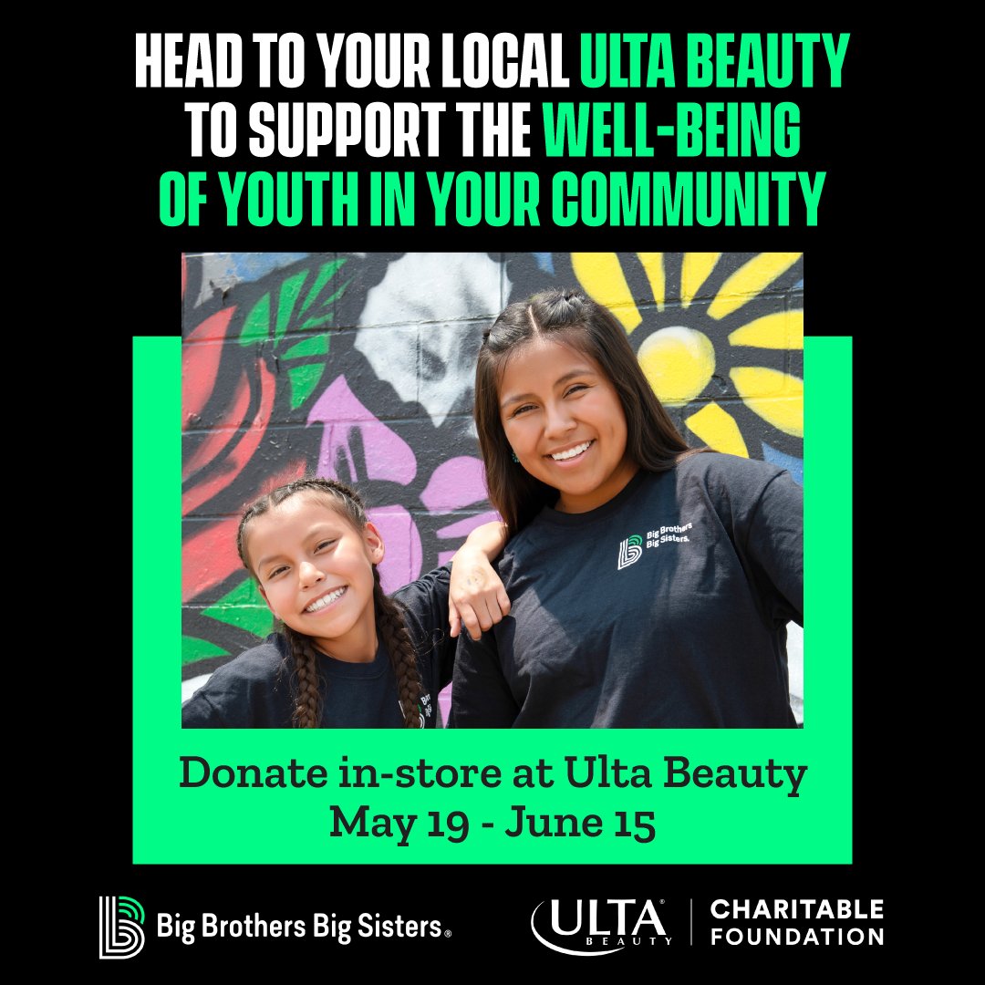 Starting tomorrow, you can round-up at any Ulta store register to support Bay Area youth well-being and our program! Check out our list of the 31 participating local stores: docs.google.com/spreadsheets/d… #BBBSBA #Partnership