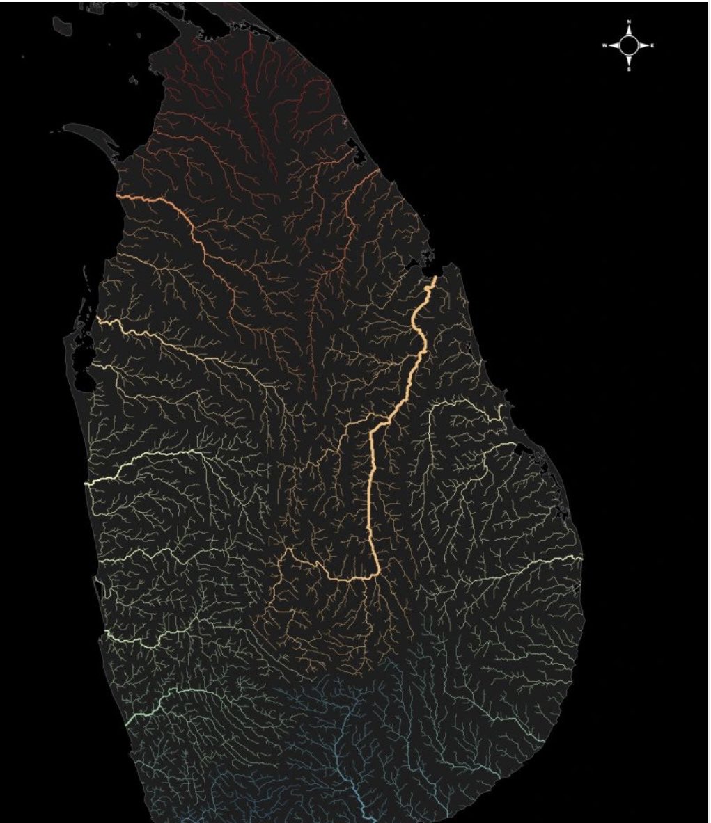 A map of the 'Rivers of Sri Lanka'... It's amazing when you think of the fertile land we Lankans are privileged to call home. #LKA #rivers #water #bloodline #maps