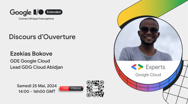 GDGAfriqueFranc's tweet photo. Alors que les jours s'égrainent, nous sommes ravis d'annoncer que le discours d'ouverture sera prononcé par @EzekiasBokove (Lead @GDGCloudAbidjan &amp; GDE @googlecloud) lors du #GoogleIO Extended Connect Afrique Francophone🥳

Ne manquons pas! #IOConnectAF
🔗https://t.co/fj7FX6IMcp https://t.co/lKPowA3ecB