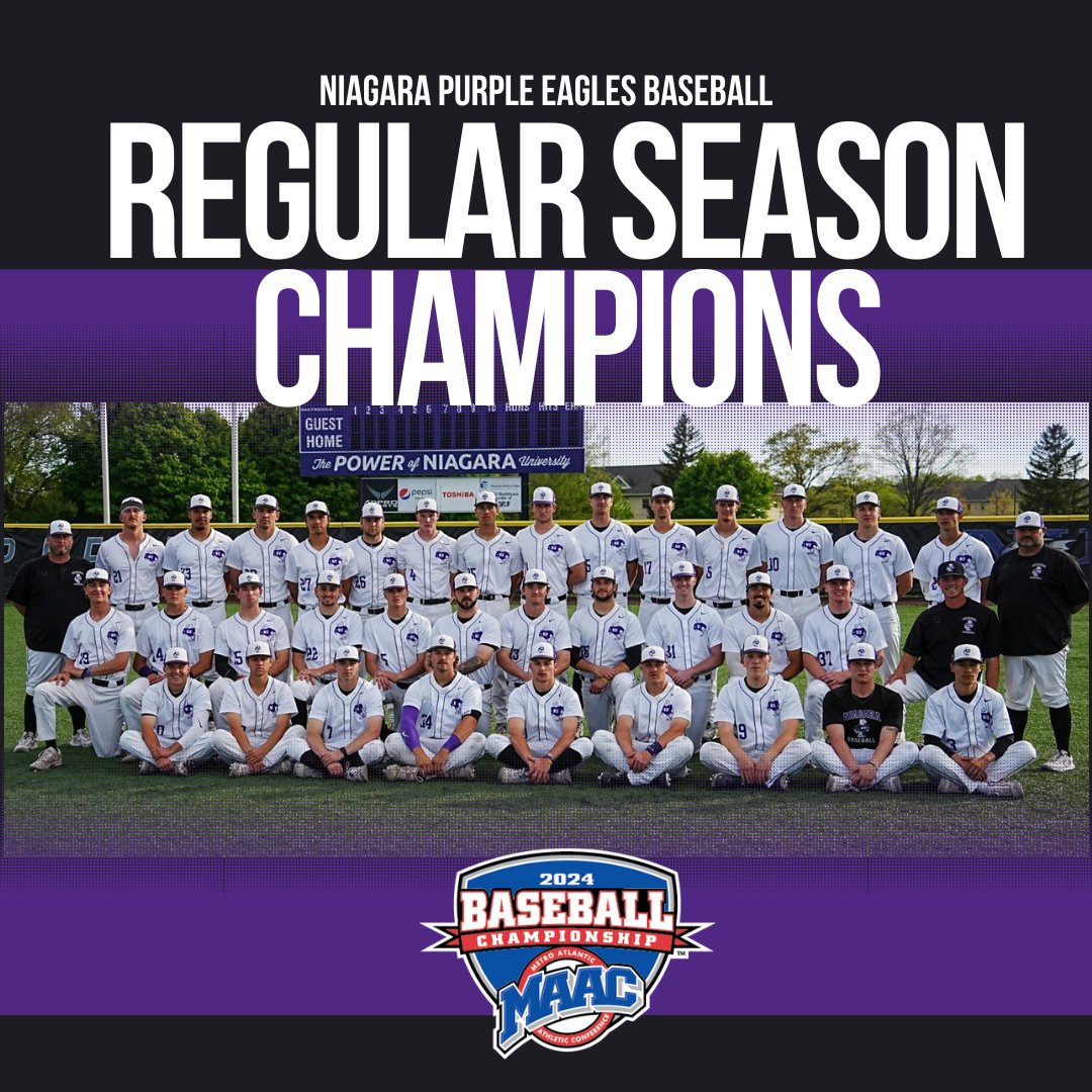 𝗥𝗲𝗴𝘂𝗹𝗮𝗿 𝗦𝗲𝗮𝘀𝗼𝗻 𝗖𝗼-𝗖𝗵𝗮𝗺𝗽𝘀 🏆

<a href="/NiagaraBASE/">Niagara Baseball</a> gets it done! With today's win and results from around the league, the Purple Eagles have secured a share of the MAAC regular season title.

#MAACBaseball x #EAGLES