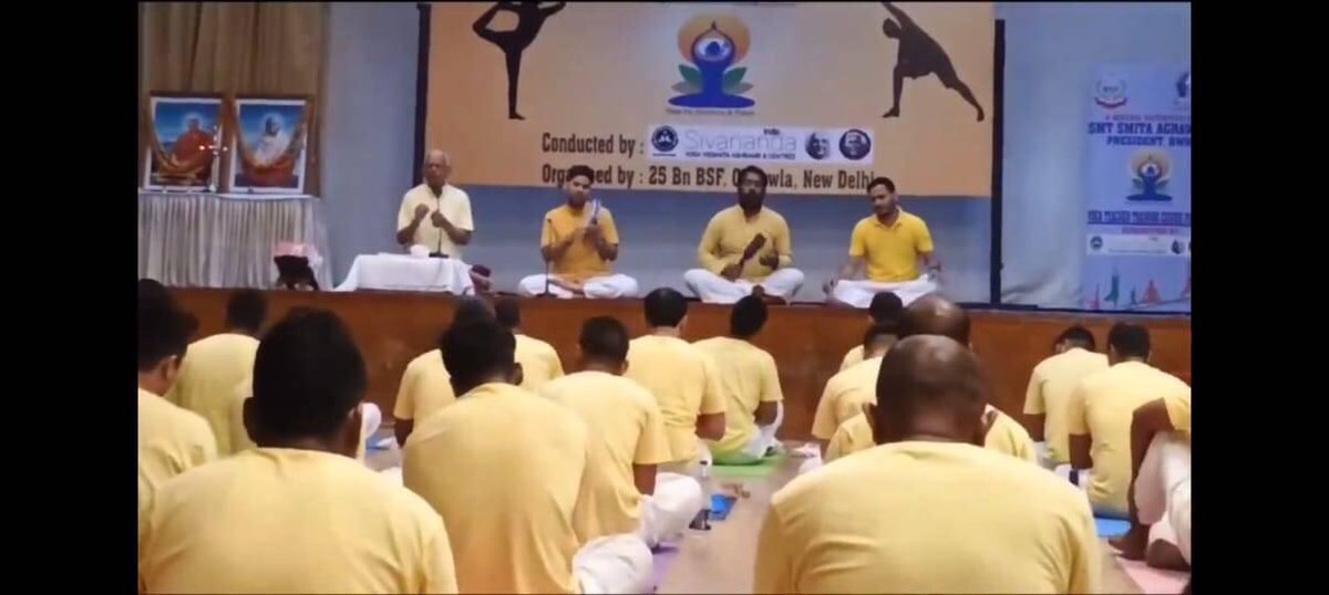 🙏 The Sivananda Yoga Vedanta Ashram & Centre team conducted an inspiring yoga training for BSF, promoting physical and mental well-being. #YogaTrainingInBSF #PresidentBWWA #SmitaAgrawal