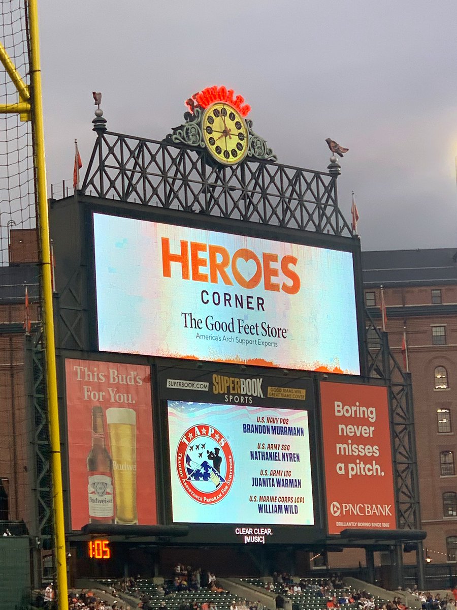 The rain couldn’t wash away our smiles here on #ArmedForcesDay ⛈️😊 We are grateful beyond words for the goodness of @GoodFeet and the @Orioles for their incredible generosity, hospitality and support of @TAPSorg families ❤️⚾️🇺🇸