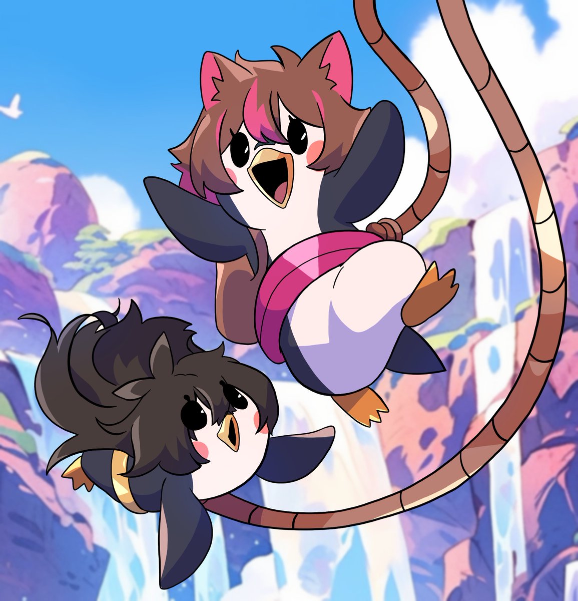 Hoy terminará mi amistad con Lin... 😡 
No se pierdan el SHOW de Lin&amp;Rakkun... ¿pingüinos?