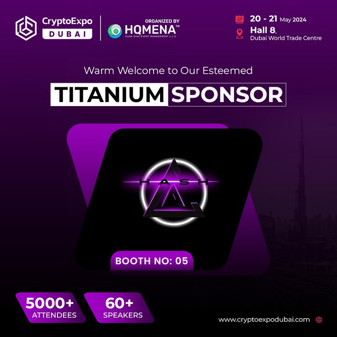 The team from @HashAI_Eth doesn't slack when it comes to outreach.

Doing real deal sponsorships like CryptoExpo in Dubai in a  couple days.

Be sure to stop by booth 5 and check out $HashAi

Catch an entry while you can y'all

dexscreener.com/ethereum/0xf07…