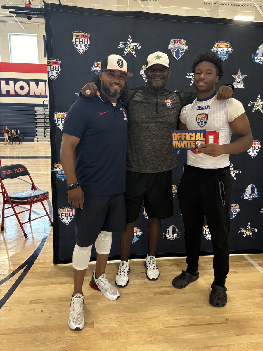 After a great day at the <a href="/FBU_RDU/">FBU Raleigh - Durham</a> camp. I have been selected as one of the top prospects and was invited to Top Gun! 
#AGTG 
<a href="/coach_bethea1/">Coach Shon Bethea</a> @WPA_Athletics <a href="/MarcBacote/">Marc Bacote</a> <a href="/GunterBrewer/">Gunter Brewer</a> <a href="/AfnfR/">AFNF RECRUITING</a> <a href="/CoachBJones95/">Bobby IndianaJones </a> <a href="/Coach_Kessel20/">Nik Kessel</a> <a href="/FirstClassNIL/">First Class Football</a> <a href="/Coach_Marve/">Chris Marve</a> <a href="/AWilliamsUSA/">Anthony Williams</a>