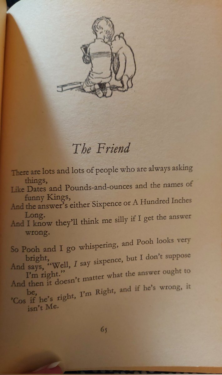 These two poems 'Us Two' and 'The Friend' speak directly to the lovely bond between Christopher Robin and Winnie-the-Pooh! They both reflect the sweetness of this relationship, not unlike the bond many children find in a special stuffie! Charming and insightful! 6/12