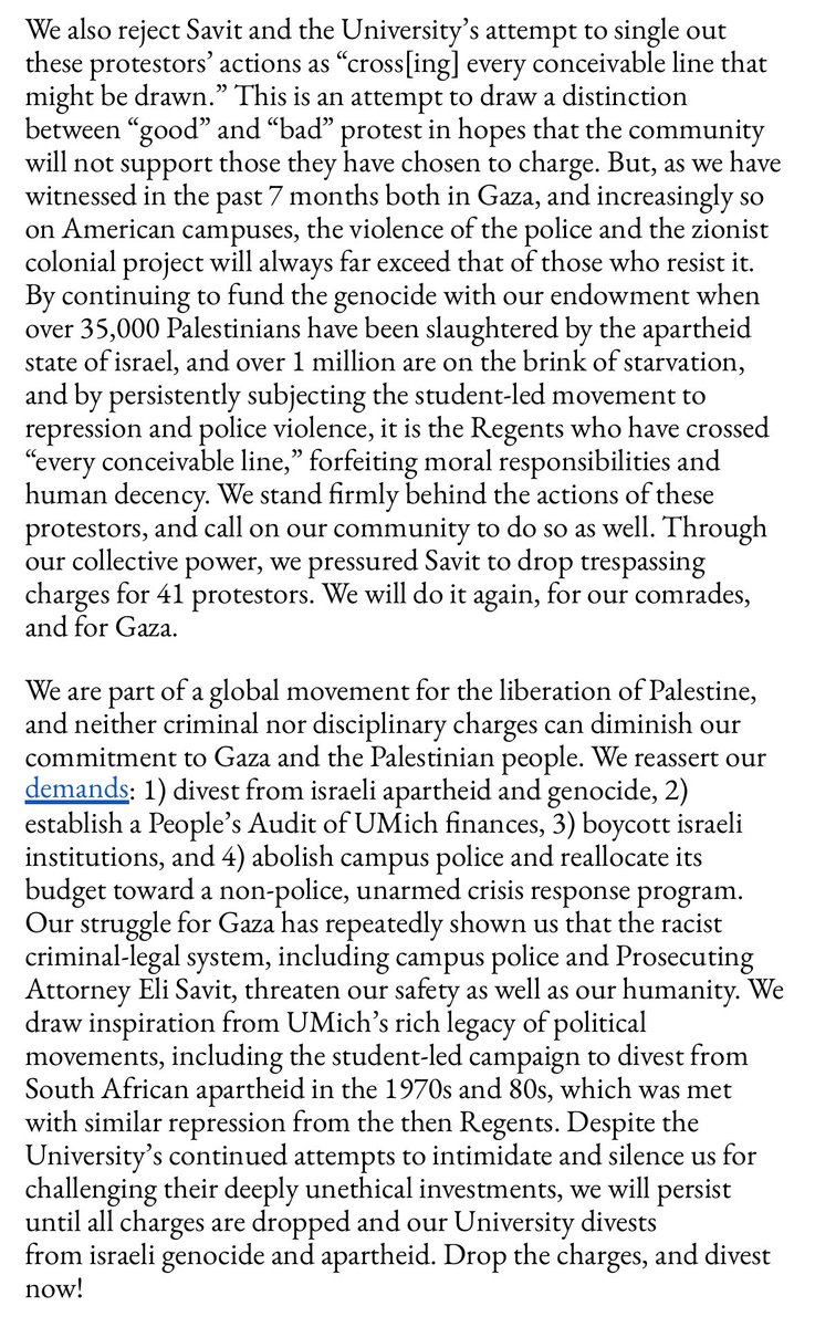 TAHRIRxmich's tweet image. TAHRIR Coalition Condemns Washtenaw County Prosecutor Eli Savit’s Felony Charges Against Protestors Acting in Solidarity with Gaza: