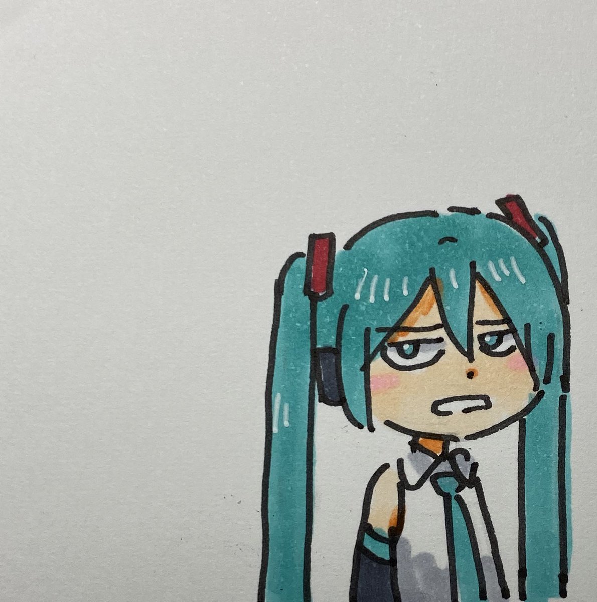 初音ミク 「気が乗らない... 」|あらがいのイラスト