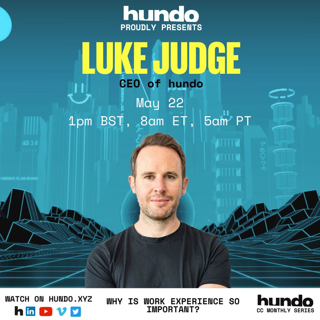 Join us at hundo's CareerCon for insights from Faiza Khan MBE, @cityandguilds and @LukeJudge on empowering young people and navigating #career pathways🎉 📅 May 22nd 🕒 1pm BST 📍Online Sign up for free - hundo.xyz/live #event #education