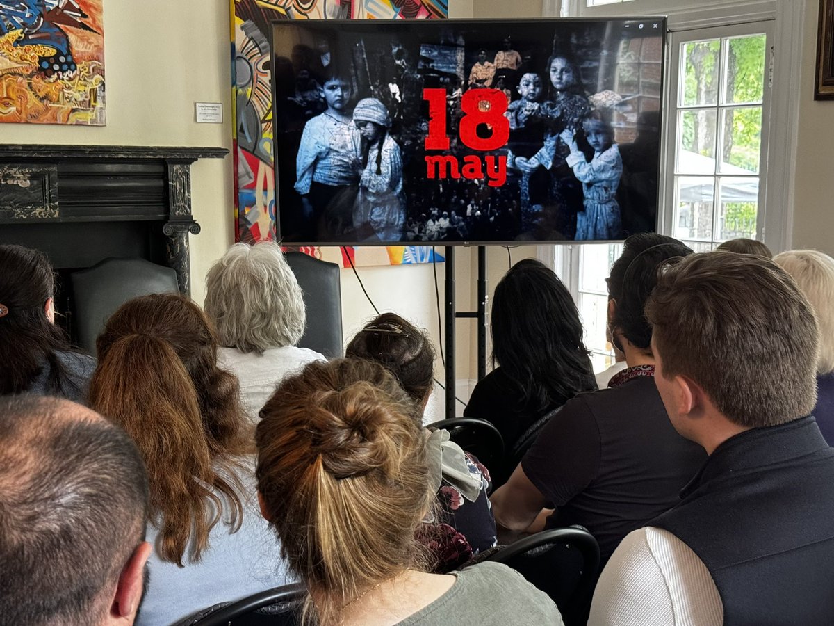 OMarkarova's tweet photo. Today, at #UkraineHouse, we remembered and honored over 200,000 Crimean Tatars deported by Soviet Russians in 1944. Only by stopping Russia can we prevent crimes against Crimean Tatars and all Ukrainians. Only by winning this war can we return home & protect freedom. @ppu_gov_ua https://t.co/WBJpDxVWjR