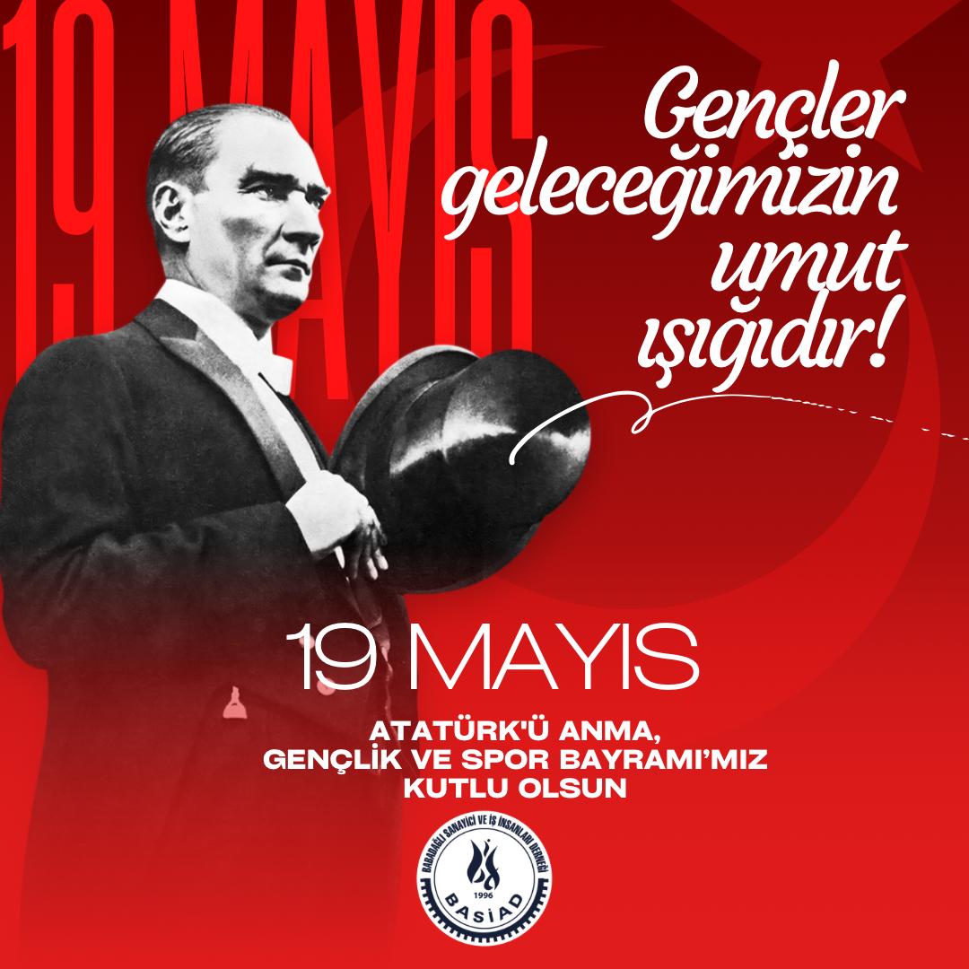 Ulu Önder Mustafa Kemal Atatürk’ün aydınlık yarınlarımızı emanet ettiği gençlerimizin, 19 Mayıs Atatürk’ü Anma Gençlik ve Spor Bayramı kutlu olsun.