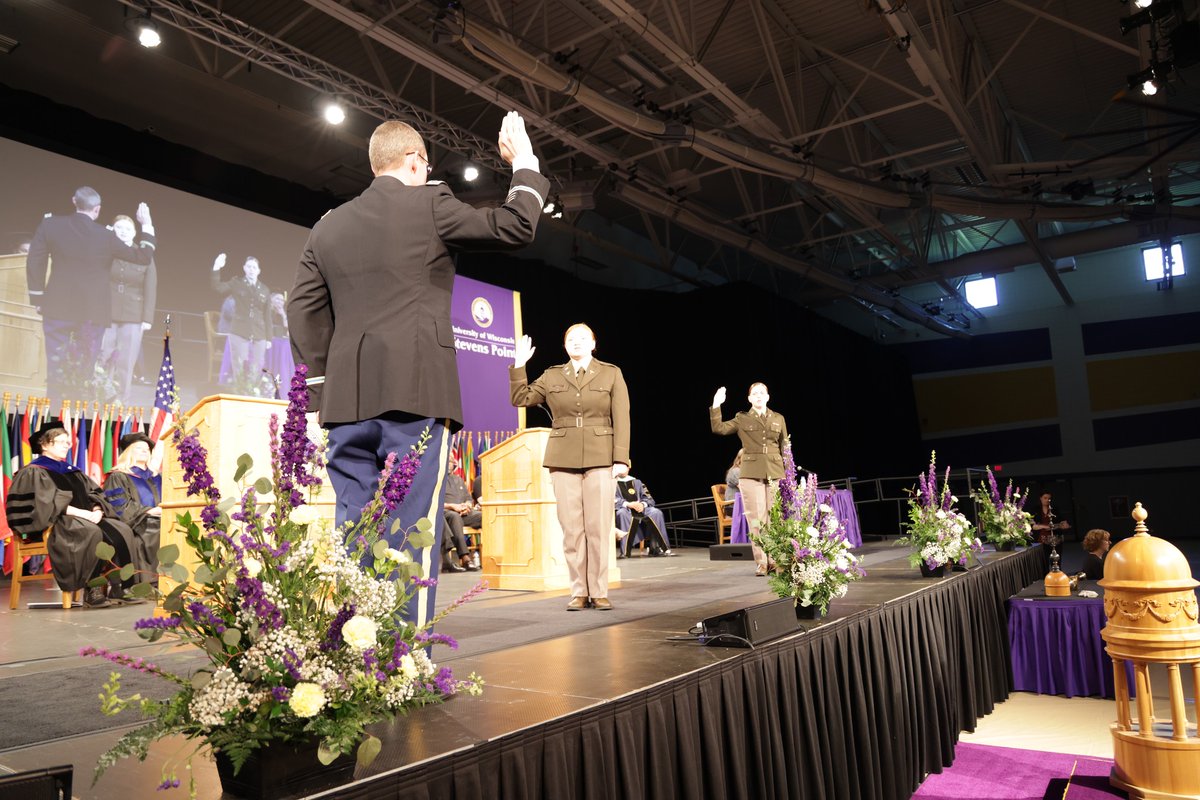 UWSPROTC's tweet photo. Pointer cadets Trinity Hall and Jalena Litt graduated today! #uwsp #uwspgrad https://t.co/dVbbEku8Ng