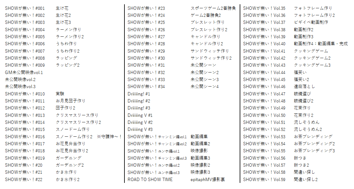 Bigeastサイト内のMOVIE
チャンミンさんの「勝手にチン」とユノさんの「守護神～！」が大好きで無性に観たくなる時がある
動画一覧に内容の記載がなく探しづらいから自分用に内容一覧を作ってスッキリ^^
ざっくりしたものですがご入用の方がいらっしゃれば参考程度にどうぞ( ^-^)⊃📝