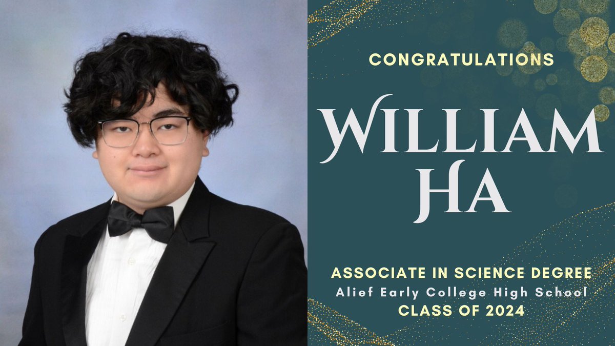 Recognizing William Ha for for our #aechsseniorspotlight. William is a Top Ten graduate.  He earned an Associate in Science Degree from HCC and will attend Texas A&M University to study Biology. Congratulations, William!
