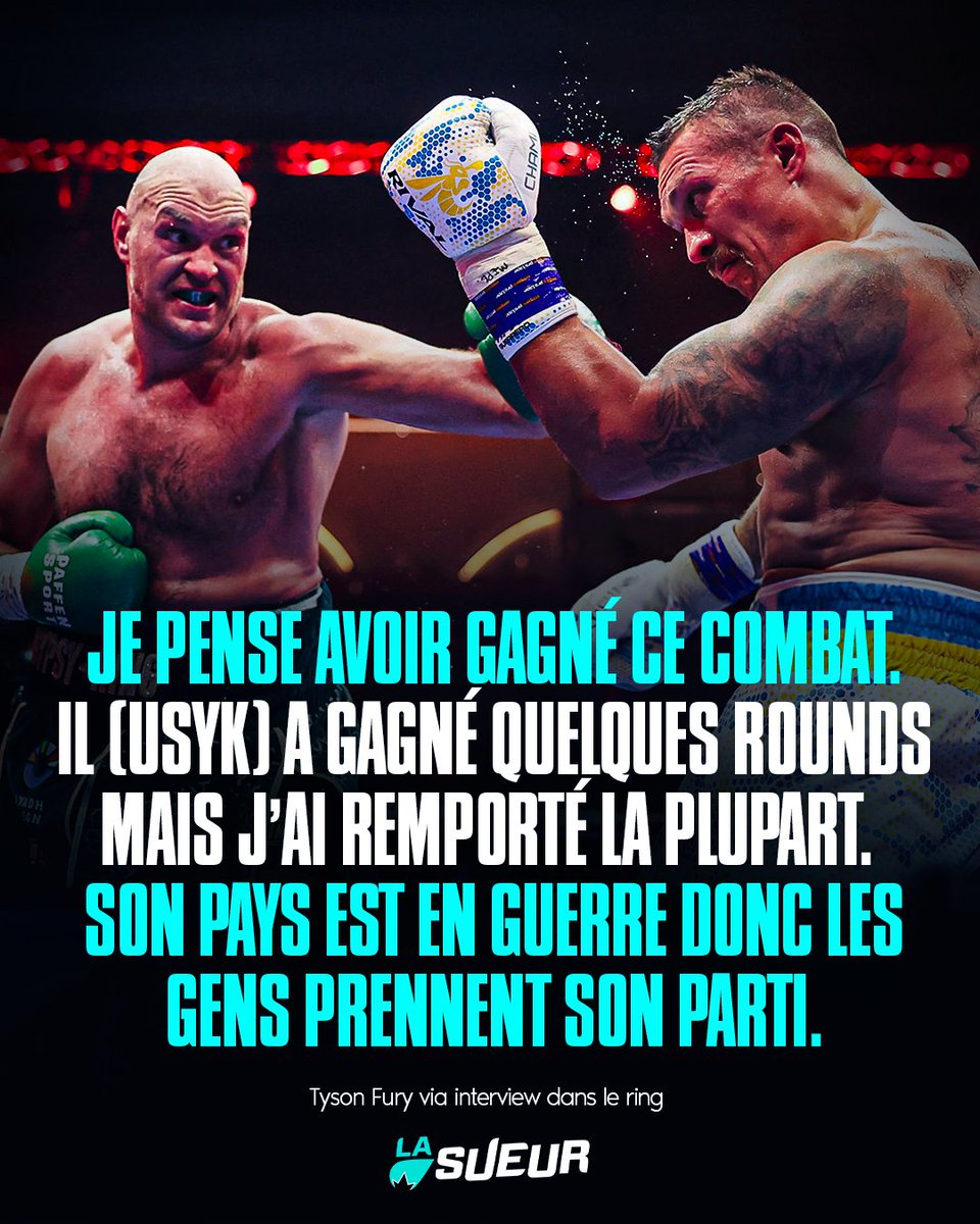 🗣️ 'Son pays est en guerre donc les gens prennent son parti' Tyson Fury pense que sa défaite contre Usyk n’est pas légitime ! 😬 #FuryUsyk