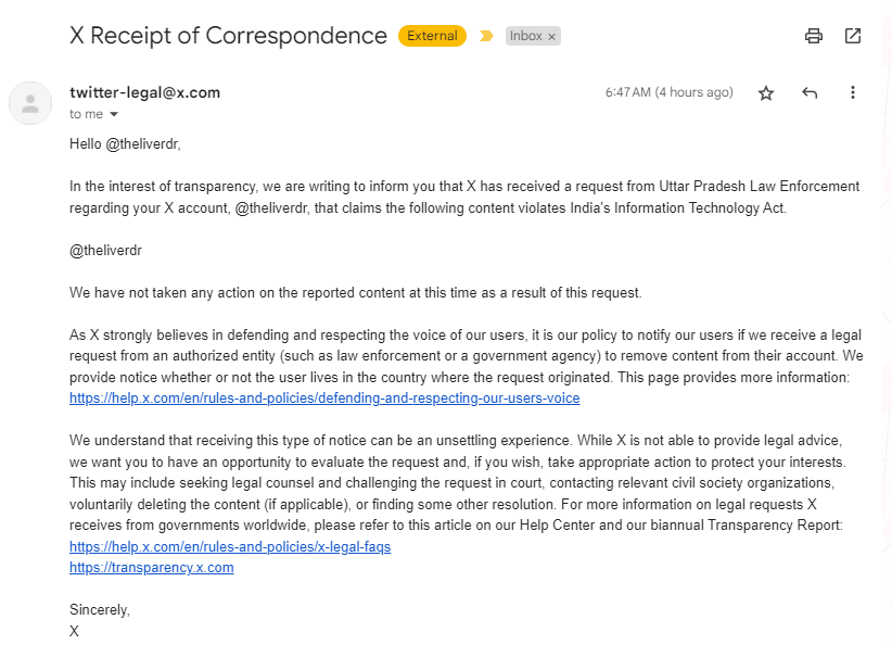 theliverdr's tweet image. The Uttar Pradesh Law Enforcement is trying to shut down my Twitter account. This is how the alternative medicine industry and its practitioners within AYUSH department/ministry in India, respond to scientific criticism.