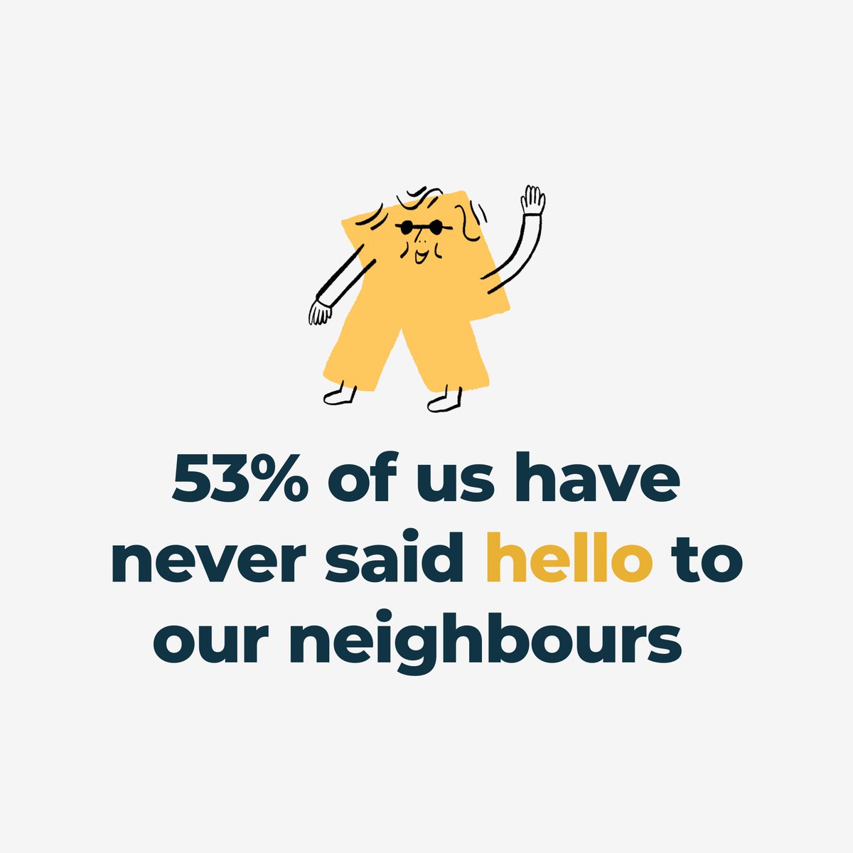 Feeling disconnected from our communities increases our chances of feeling lonely.

We challenge you to make #RandomActsofConnection - smile, say hello or good morning to one of your neighbours today. 

Go on, be brave, we believe in you! 😀👋