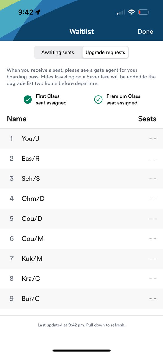 I’m an <a href="/AlaskaAir/">Alaska Airlines</a> 100k, and 8 on the upgrade list for a 737. Feels like United! (And honestly tbh it is not like they’ll even do drink service in F in this segment; did not on the way up when I paid for F.)