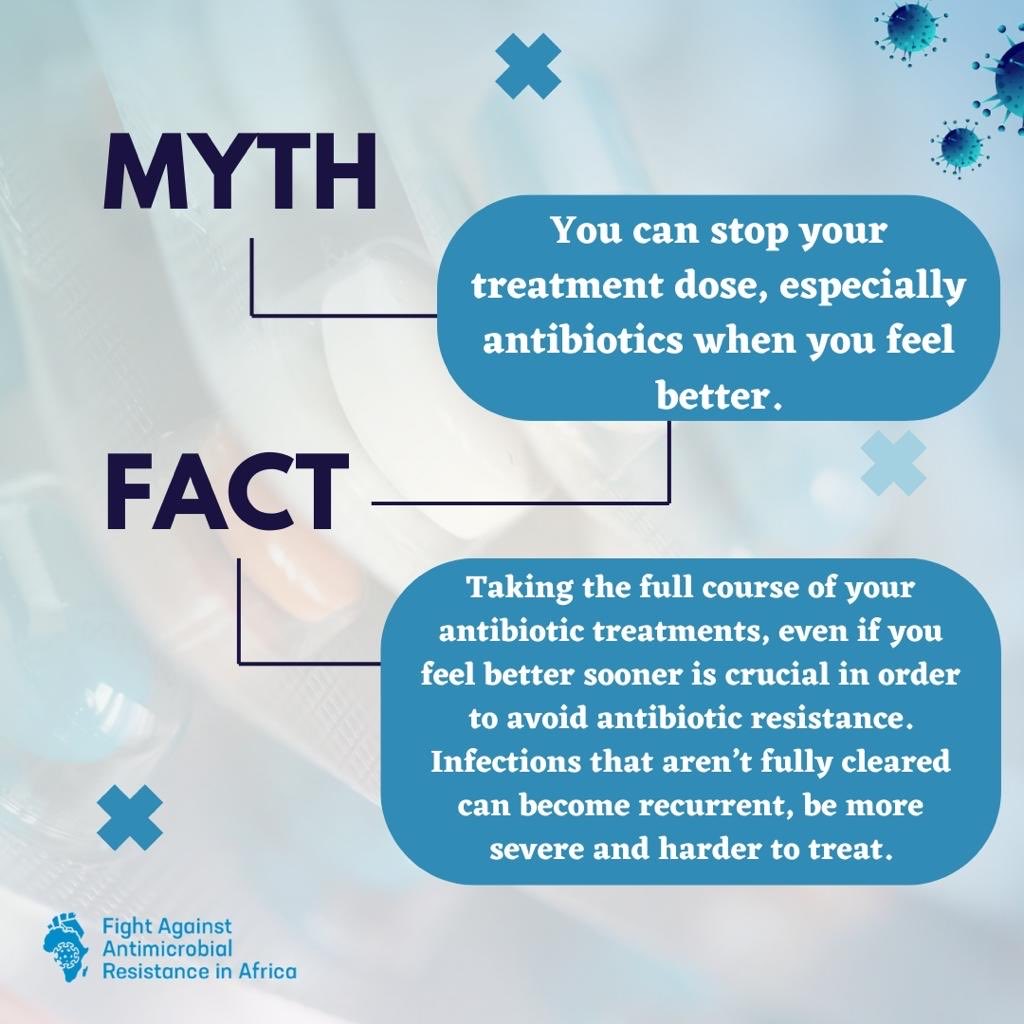 📢#BeAntibioticsWise ‼️Let's cultivate the culture of using #antibiotics responsibly as prescribed by the Doctor in order to avoid #antibioticsresistance(AR). 📢Do not stop your treatment dose, especially antibiotics when you feel better. #Stopinfection #ActonAMR @ABsteward