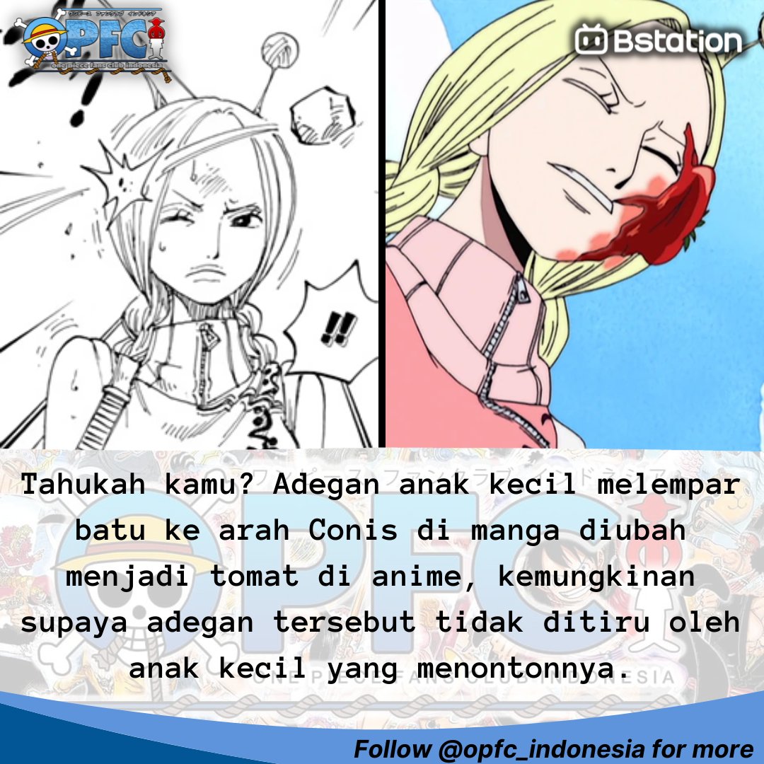 #OnePieceTrivia: Conis

Bukan pertama kalinya sih anime melakukan sensor semacam ini, supaya anime yang ditayangkan tidak terlalu sadis. Tapi menurut mimin sih sama aja ya mau batu atau tomat ya dua2nya nggak boleh ditiru 🤣

Link nonton #OnePiece LEGAL:
bilibili.tv/id/play/37976