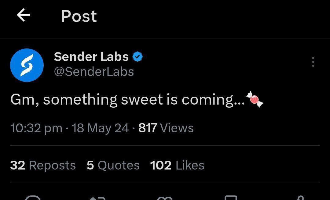 RtweetCrypto's tweet image. #SenderLab - &quot;Something sweet is coming soon😯&quot;

📣 TGE &amp;amp; More Updates Soon..🔜

📛Sender Labs Airdrop Ended📛