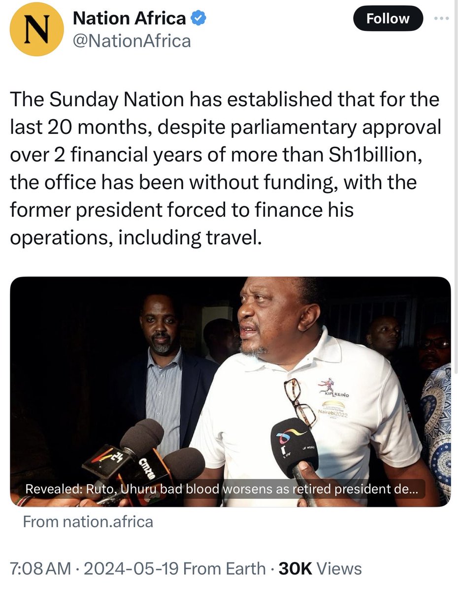 Shame on you, ⁦@NationAfrica⁩. Why should our taxes be used to fund a looter who stashed more than KES 2.5 Trillion of our money abroad? Why should despot Uhuru Kenyatta - a wealthy drunkard - be funded by the suffering Kenyans, so that he can entrench tribalism?