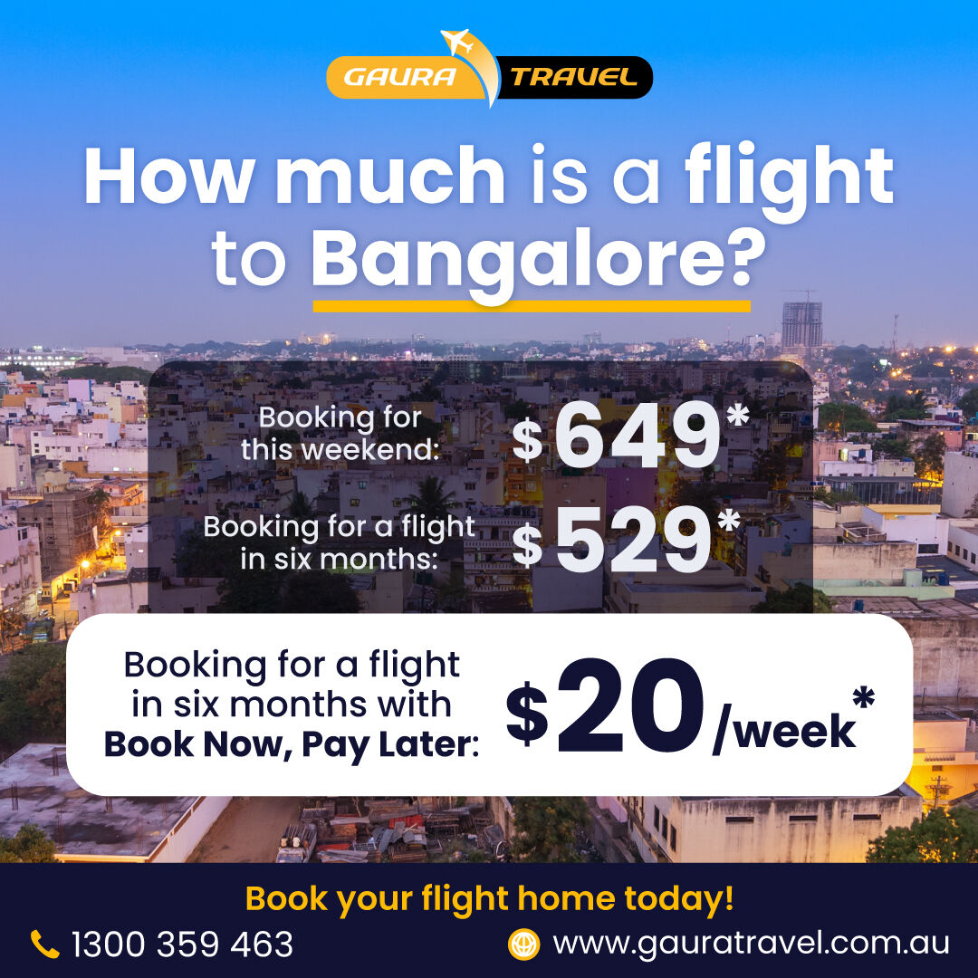 Trying to find deals to Bangalore? ✈️

Book with Gaura Travel & Pay Later 💳🌟

Flights starting from just $20/week 💸🛫

What are you waiting for? Call Us on 1300 359 463 ☎️

#gauratravel #gdeals #visitbangalore #bangalore #indiansinaustralia #indiansinsydney #travelindia 🌍🏙️