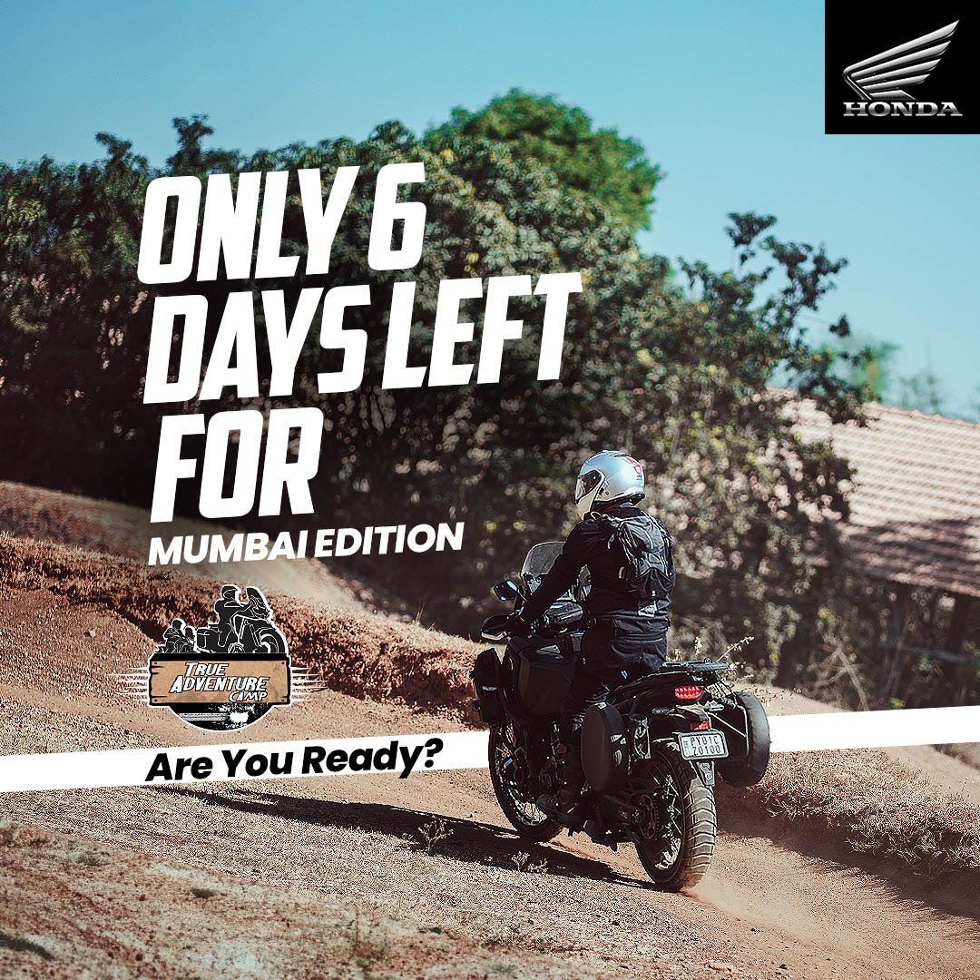 THE COUNTDOWN BEGINS!

Only 6 days left for the ultimate riding experience at #TrueAdventureCamp! 

Who’s ready?

#HondaBigWing #Adventure #GroupRide #Mumbai #Maharashtra #BigBikes #BigWingIndia