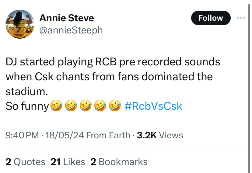 From dominating in the stadium to using victim card. CSK fans are very funny 🤡 #rcbvscsk #Bengaluru #Chinnaswamy