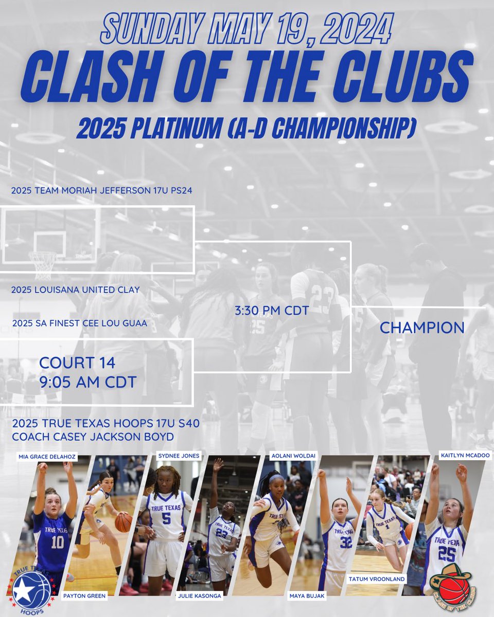 True Texas Hoops | Select 40 Circuit (@truetexashoops) on Twitter photo ๐จ FINAL day of ๐๐ฅ๐๐ฌ๐ก ๐จ๐ ๐ญ๐ก๐ ๐๐ฅ๐ฎ๐๐ฌ ๐จ
17U Platinum A-D Championship Bracket
๐ True Texas Hoops17U S40
๐ Court 14
๐๏ธ Sunday May 19, 2024
โฐ 9:05 AM CDT
๐ Coach <a href="/MrsBoyd32/">Casey Jackson Boyd</a>
Coaches, our 17โs squad is a c/o 2025 team and they are all heart and hustle! Check ๐จ FINAL day of ๐๐ฅ๐๐ฌ๐ก ๐จ๐ ๐ญ๐ก๐ ๐๐ฅ๐ฎ๐๐ฌ ๐จ
17U Platinum A-D Championship Bracket
๐ True Texas Hoops17U S40
๐ Court 14
๐๏ธ Sunday May 19, 2024
โฐ 9:05 AM CDT
๐ Coach <a href="/MrsBoyd32/">Casey Jackson Boyd</a>
Coaches, our 17โs squad is a c/o 2025 team and they are all heart and hustle! Check