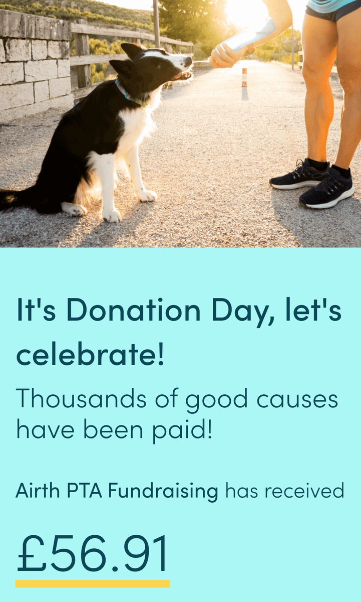 Amazing news, this #DonationDay Airth PTA Fundraising has been paid £56.91! Thank you to everyone who supports us through @easyuk - you're incredible! Why not get involved? Sign up now: shorturl.at/YKF3Q @airthprimary @AirthNursery