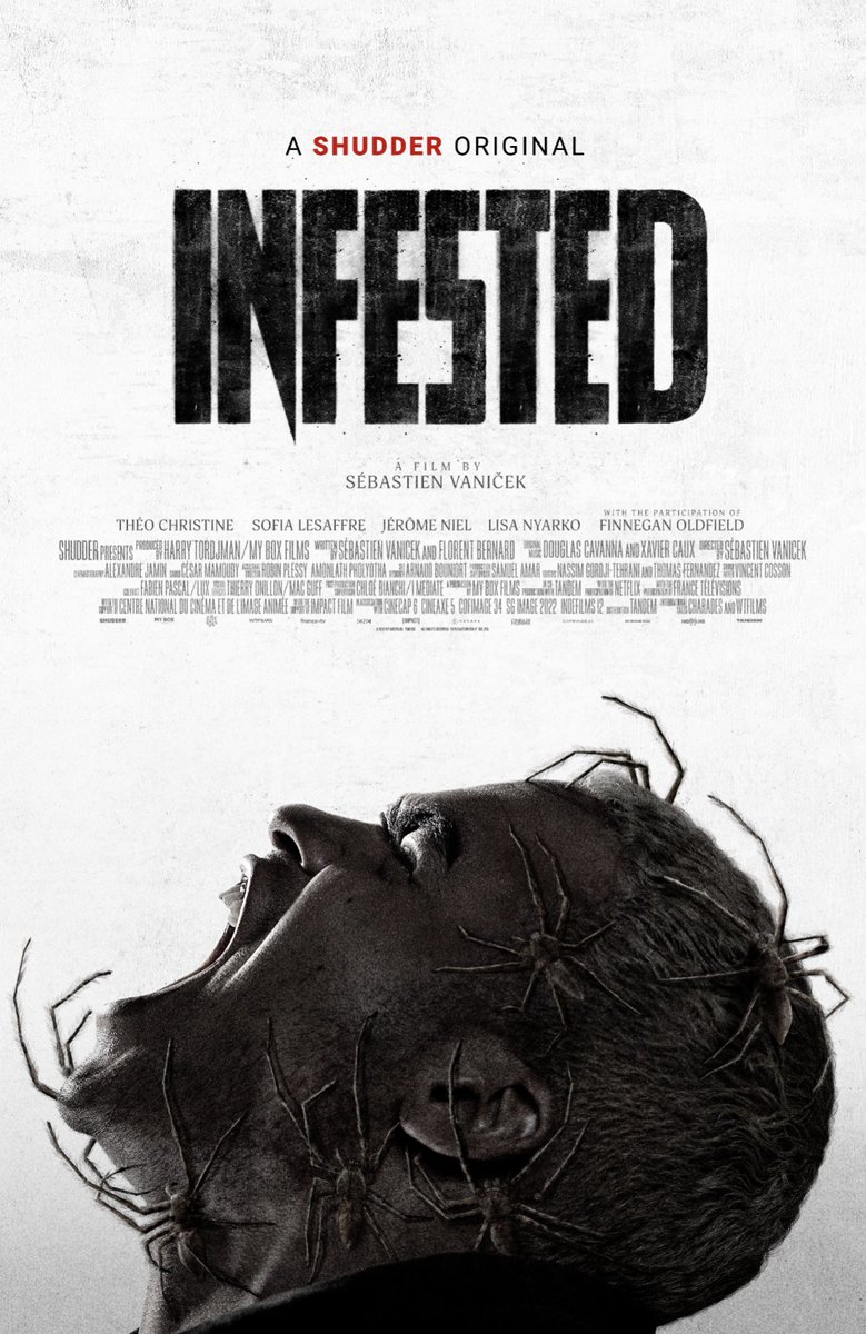 Pujemin's tweet image. I knew nothing about this #Infested movie before I turned it on. Thought it would just be some silly insect movie so was going to use it as background.

I was so wrong. What a fucking great human tale of tragedy.

Nice job IMHO

Thanks @Shudder 

Ok, there are lots of spiders 🕷️