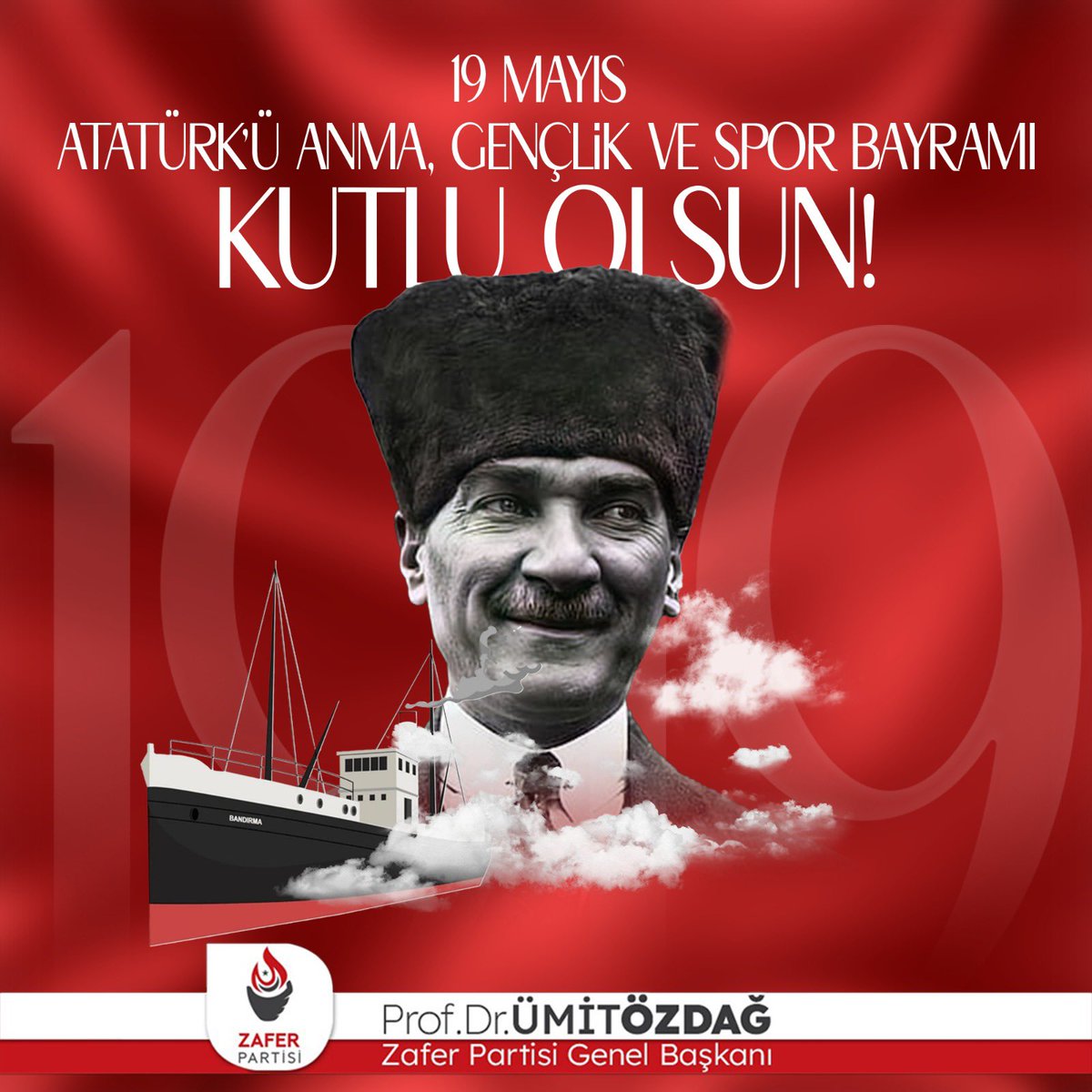 Büyük Türk Milleti'nin istiklali ve istikbalini kurtarmak için inançla yola çıkıp zafer ile  taçlandıran büyük mücadelenin lideri Gazi Mustafa Kemal Atatürk'ü ve silah arkadaşlarını saygı ve rahmetle anıyor, başta Türk gençliği olmak üzere bütün milletimizin 19 Mayıs Gençlik ve