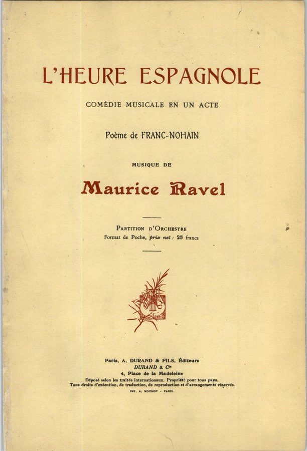Still keeping time … Ravel's L'Heure espagnole was premiered at the ⁦@Opera_Comique⁩ in Paris #OTD in 1911.