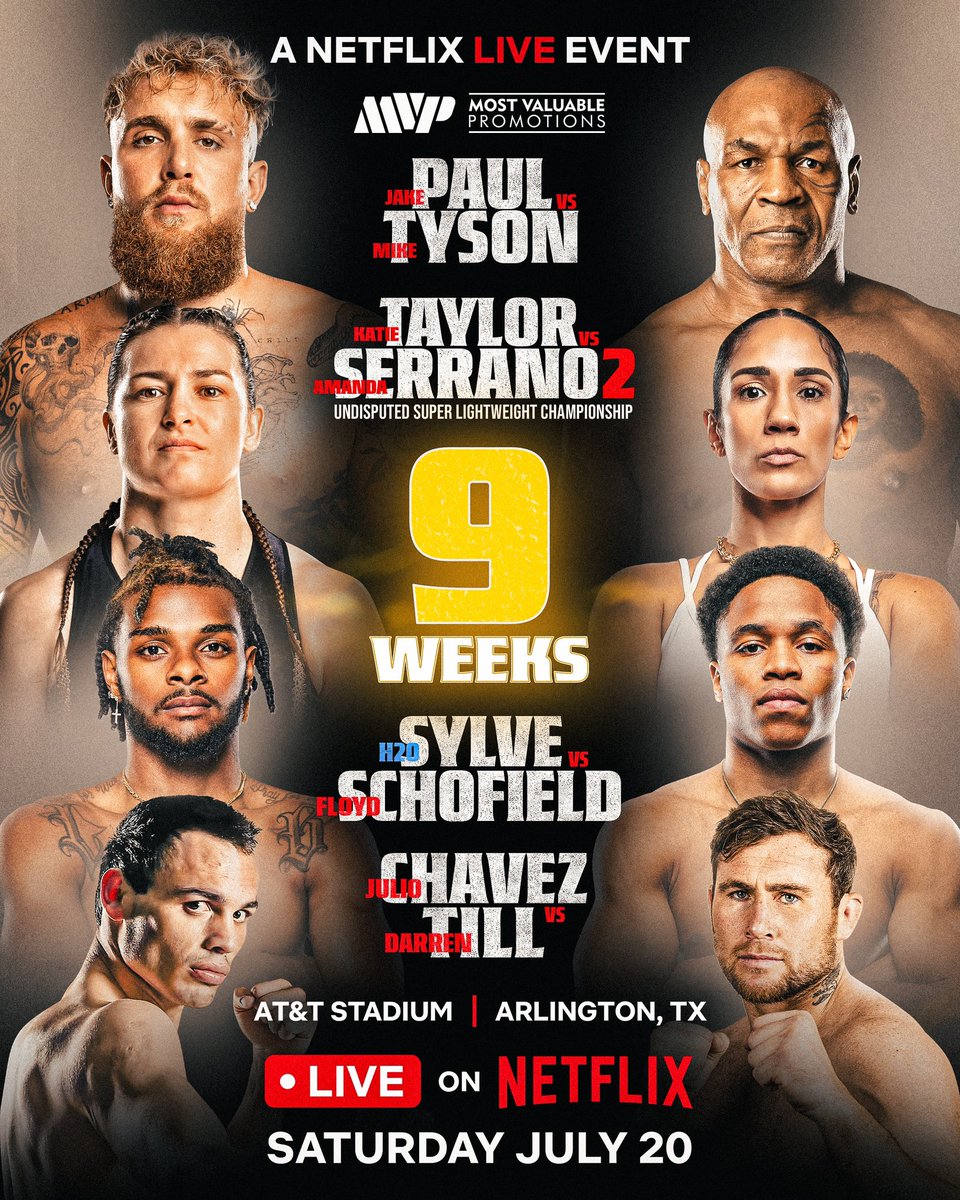 MVP would like to extend a HUGE THANK YOU to all the fans who:

🥊 Joined us in New York and Texas at the Paul vs Tyson and Taylor vs Serrano press tour.  WHAT A WEEK🔥

🥊 Already purchased tickets to the biggest event in Texas state history that broke Canelo’s record in its