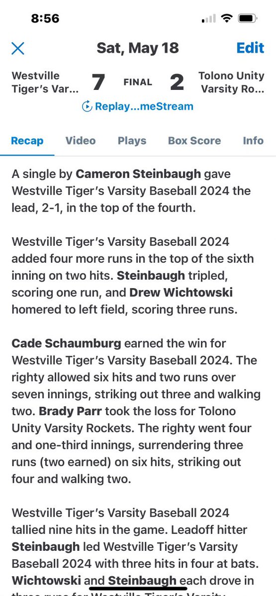 <a href="/camsteinbaugh9/">Cam Steinbaugh</a> being a difference maker for Westville